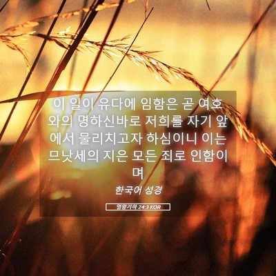 Picture 05 - 열왕기하 24:3 KOR - 이 일이 유다에 임함은 곧 여호와의 - Bible Verse Picture