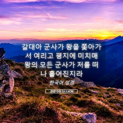 Picture 05 - 열왕기하 25:5 KOR - 갈대아 군사가 왕을 쫓아가서 여리고 - Bible Verse Picture