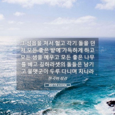 Picture 05 - 열왕기하 3:25 KOR - 그 성읍을 쳐서 헐고 각기 돌을 던져 - Bible Verse Picture