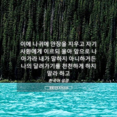 Picture 05 - 열왕기하 4:24 KOR - 이에 나귀에 안장을 지우고 자기 - Bible Verse Picture