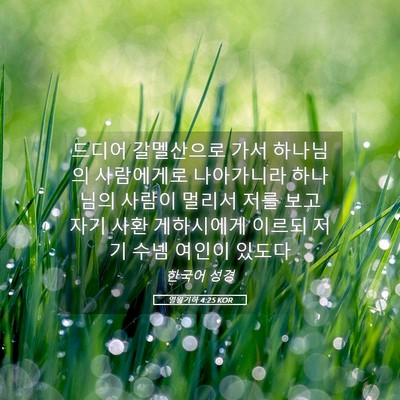 Picture 05 - 열왕기하 4:25 KOR - 드디어 갈멜산으로 가서 하나님의 - Bible Verse Picture