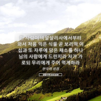 Picture 05 - 열왕기하 4:42 KOR - 한 사람이 바알살리사에서부터 와서 - Bible Verse Picture