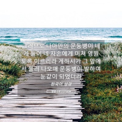 Picture 05 - 열왕기하 5:27 KOR - 그러므로 나아만의 문둥병이 네게 - Bible Verse Picture