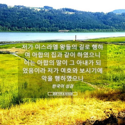 Picture 05 - 열왕기하 8:18 KOR - 저가 이스라엘 왕들의 길로 행하여 - Bible Verse Picture