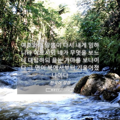 Picture 05 - 예레미야 1:13 KOR - 여호와의 말씀이 다시 내게 임하니라 - Bible Verse Picture