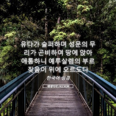 Picture 05 - 예레미야 14:2 KOR - 유다가 슬퍼하며 성문의 무리가 - Bible Verse Picture