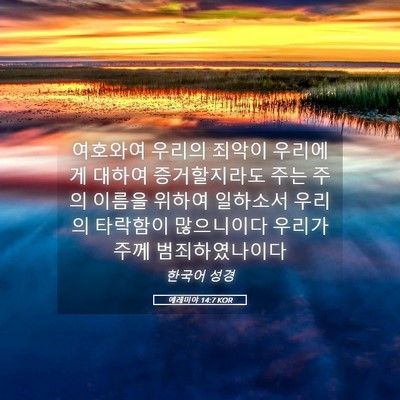 Picture 05 - 예레미야 14:7 KOR - 여호와여 우리의 죄악이 우리에게 - Bible Verse Picture
