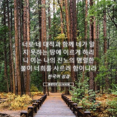 Picture 05 - 예레미야 15:14 KOR - 너로 네 대적과 함께 네가 알지 - Bible Verse Picture
