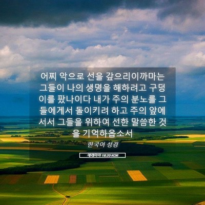 Picture 05 - 예레미야 18:20 KOR - 어찌 악으로 선을 갚으리이까마는 - Bible Verse Picture