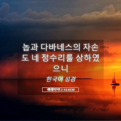 Picture 05 - 예레미야 2:16 KOR - 놉과 다바네스의 자손도 네 정수리를 - Bible Verse Picture