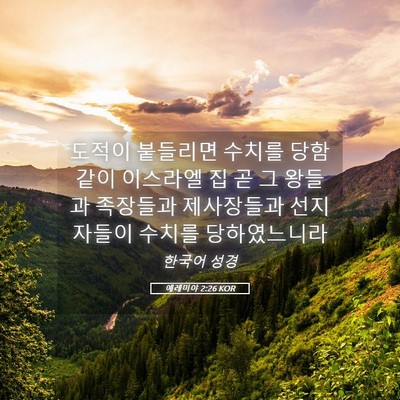 Picture 05 - 예레미야 2:26 KOR - 도적이 붙들리면 수치를 당함같이 - Bible Verse Picture
