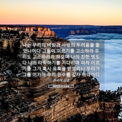 Picture 05 - 예레미야 20:10 KOR - 나는 무리의 비방과 사방의 두려움을 - Bible Verse Picture