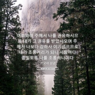 Picture 05 - 예레미야 20:7 KOR - 여호와여 주께서 나를 권유하시므로 - Bible Verse Picture