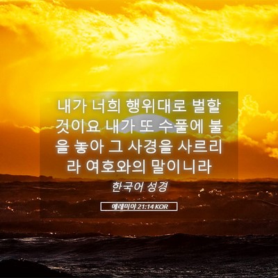 Picture 05 - 예레미야 21:14 KOR - 내가 너희 행위대로 벌할 것이요 - Bible Verse Picture