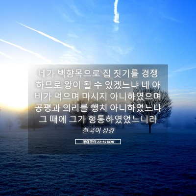 Picture 05 - 예레미야 22:15 KOR - 네가 백향목으로 집 짓기를 - Bible Verse Picture