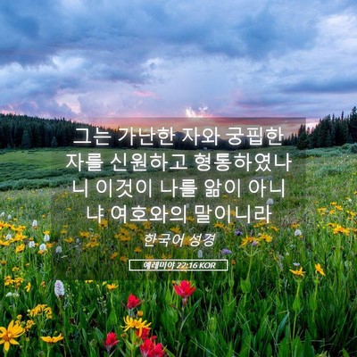 Picture 05 - 예레미야 22:16 KOR - 그는 가난한 자와 궁핍한 자를 - Bible Verse Picture