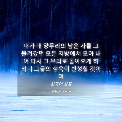 Picture 05 - 예레미야 23:3 KOR - 내가 내 양무리의 남은 자를 그 - Bible Verse Picture