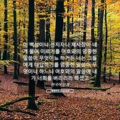 Picture 05 - 예레미야 23:33 KOR - 이 백성이나 선지자나 제사장이 네게 - Bible Verse Picture