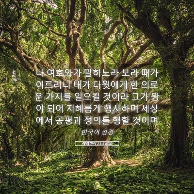 Picture 05 - 예레미야 23:5 KOR - 나 여호와가 말하노라 보라 때가 - Bible Verse Picture