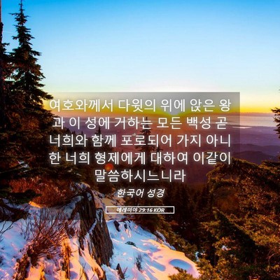 Picture 05 - 예레미야 29:16 KOR - 여호와께서 다윗의 위에 앉은 왕과 - Bible Verse Picture