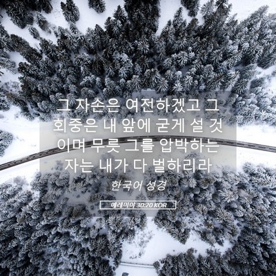Picture 05 - 예레미야 30:20 KOR - 그 자손은 여전하겠고 그 회중은 내 - Bible Verse Picture