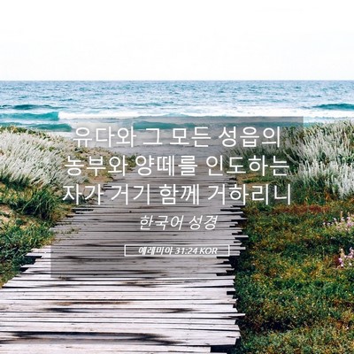 Picture 05 - 예레미야 31:24 KOR - 유다와 그 모든 성읍의 농부와 - Bible Verse Picture