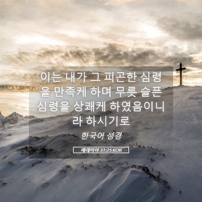 Picture 05 - 예레미야 31:25 KOR - 이는 내가 그 피곤한 심령을 만족케 - Bible Verse Picture