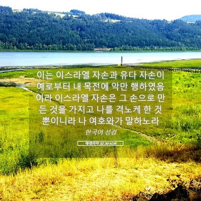 Picture 05 - 예레미야 32:30 KOR - 이는 이스라엘 자손과 유다 자손이 - Bible Verse Picture