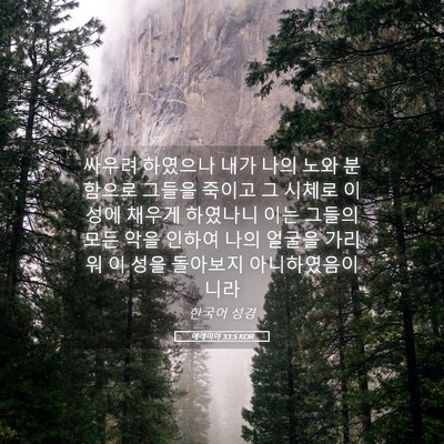 Picture 05 - 예레미야 33:5 KOR - 싸우려 하였으나 내가 나의 노와 - Bible Verse Picture
