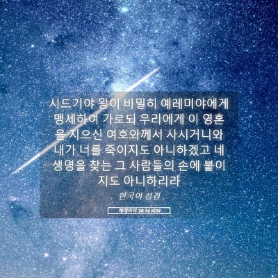 Picture 05 - 예레미야 38:16 KOR - 시드기야 왕이 비밀히 예레미야에게 - Bible Verse Picture