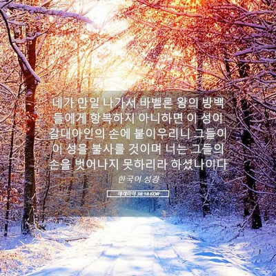 Picture 05 - 예레미야 38:18 KOR - 네가 만일 나가서 바벨론 왕의 - Bible Verse Picture