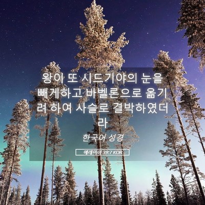 Picture 05 - 예레미야 39:7 KOR - 왕이 또 시드기야의 눈을 빼게하고 - Bible Verse Picture