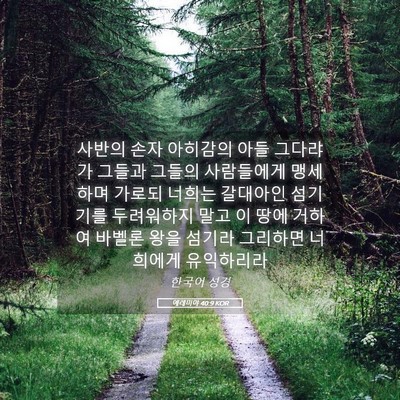 Picture 05 - 예레미야 40:9 KOR - 사반의 손자 아히감의 아들 그다랴가 - Bible Verse Picture
