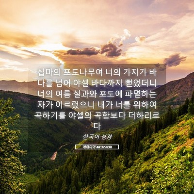 Picture 05 - 예레미야 48:32 KOR - 십마의 포도나무여 너의 가지가 - Bible Verse Picture
