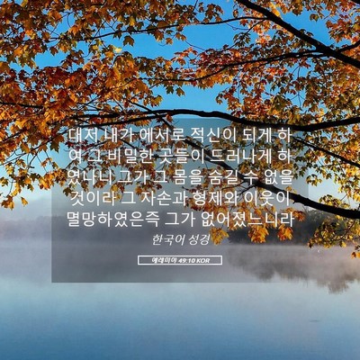 Picture 05 - 예레미야 49:10 KOR - 대저 내가 에서로 적신이 되게 하여 - Bible Verse Picture
