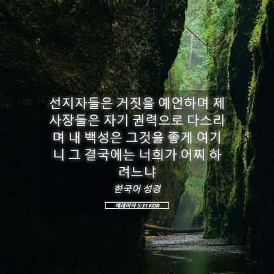 Picture 05 - 예레미야 5:31 KOR - 선지자들은 거짓을 예언하며 - Bible Verse Picture