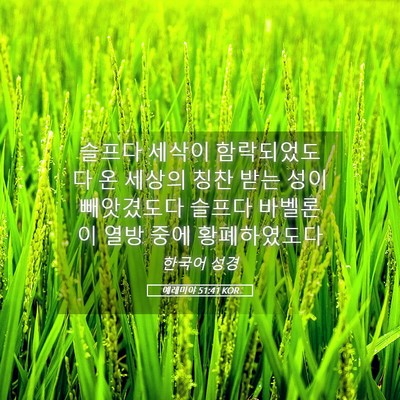 Picture 05 - 예레미야 51:41 KOR - 슬프다 세삭이 함락되었도다 온 - Bible Verse Picture