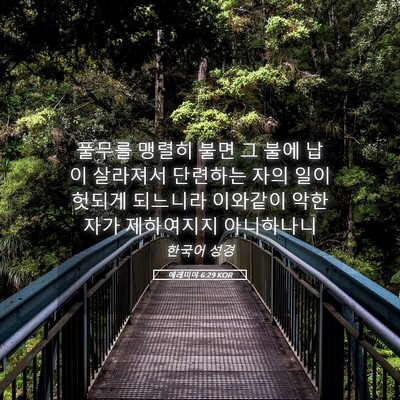 Picture 05 - 예레미야 6:29 KOR - 풀무를 맹렬히 불면 그 불에 납이 - Bible Verse Picture