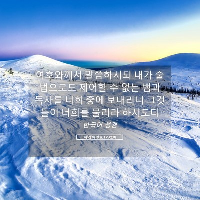 Picture 05 - 예레미야 8:17 KOR - 여호와께서 말씀하시되 내가 - Bible Verse Picture