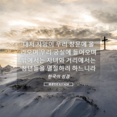 Picture 05 - 예레미야 9:21 KOR - 대저 사망이 우리 창문에 올라오며 - Bible Verse Picture