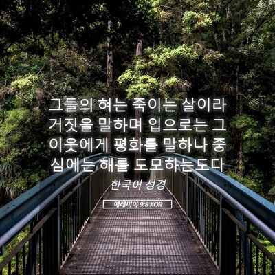 Picture 05 - 예레미야 9:8 KOR - 그들의 혀는 죽이는 살이라 거짓을 - Bible Verse Picture