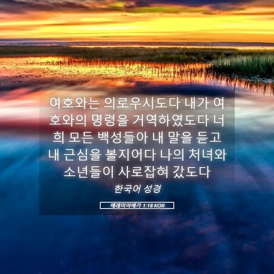 Picture 05 - 예레미야애가 1:18 KOR - 여호와는 의로우시도다 내가 - Bible Verse Picture