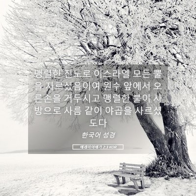 Picture 05 - 예레미야애가 2:3 KOR - 맹렬한 진노로 이스라엘 모든 뿔을 - Bible Verse Picture