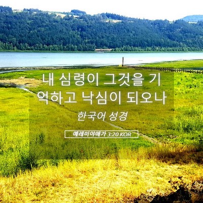 Picture 05 - 예레미야애가 3:20 KOR - 내 심령이 그것을 기억하고 낙심이 - Bible Verse Picture