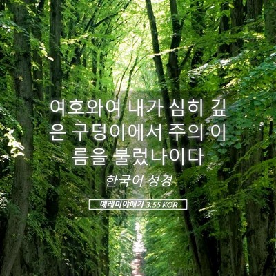 Picture 05 - 예레미야애가 3:55 KOR - 여호와여 내가 심히 깊은 구덩이에서 - Bible Verse Picture