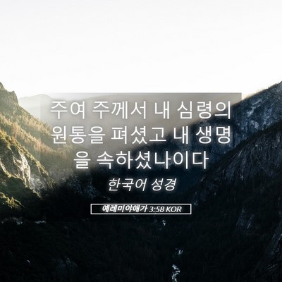 Picture 05 - 예레미야애가 3:58 KOR - 주여 주께서 내 심령의 원통을 - Bible Verse Picture