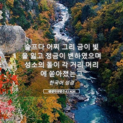 Picture 05 - 예레미야애가 4:1 KOR - 슬프다 어찌 그리 금이 빛을 잃고 - Bible Verse Picture