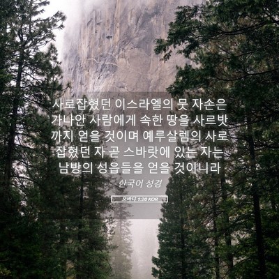 Picture 05 - 오바댜 1:20 KOR - 사로잡혔던 이스라엘의 뭇 자손은 - Bible Verse Picture
