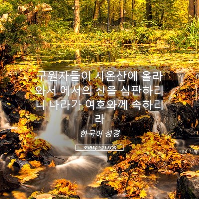 Picture 05 - 오바댜 1:21 KOR - 구원자들이 시온산에 올라와서 - Bible Verse Picture