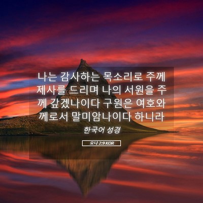 Picture 05 - 요나 2:9 KOR - 나는 감사하는 목소리로 주께 제사를 - Bible Verse Picture